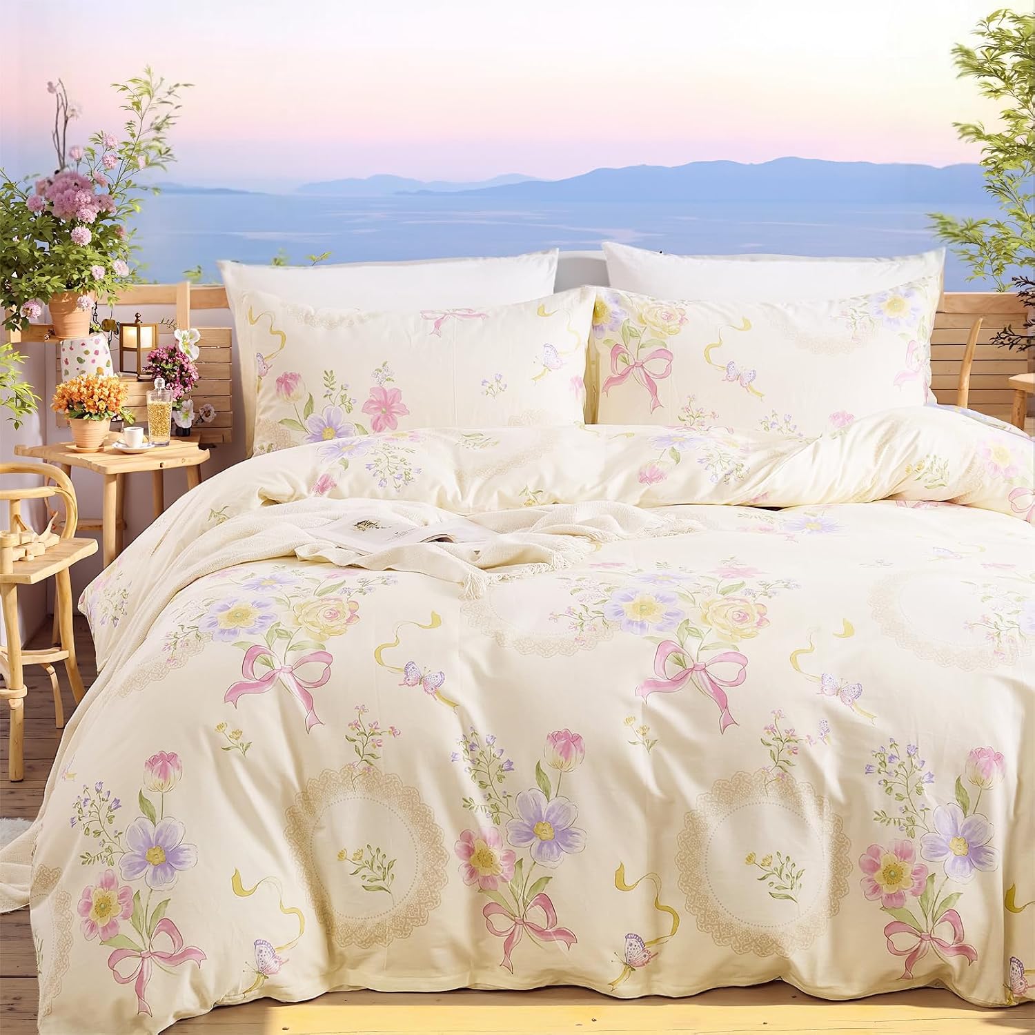 Floral Duvet Cover Queen/King  - Aesthetic Floral Duvet Cover 评论和价格