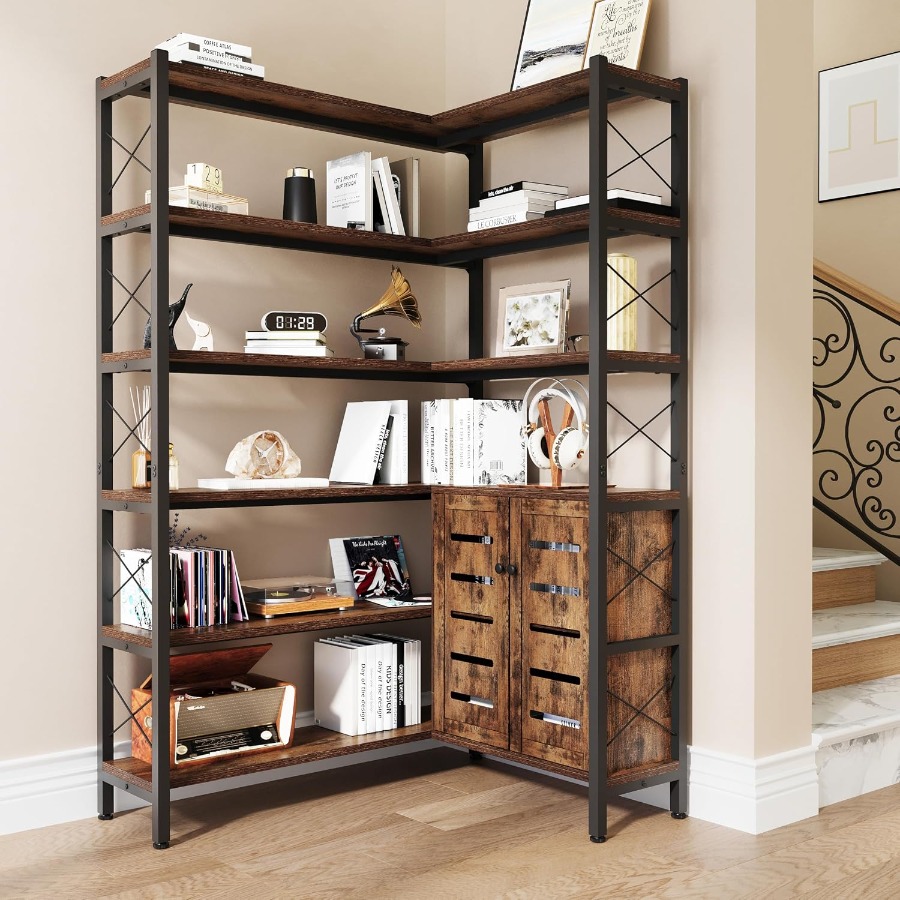 6-Shelf Corner Bookshelf for L - Storage & Organization 评论和价格
