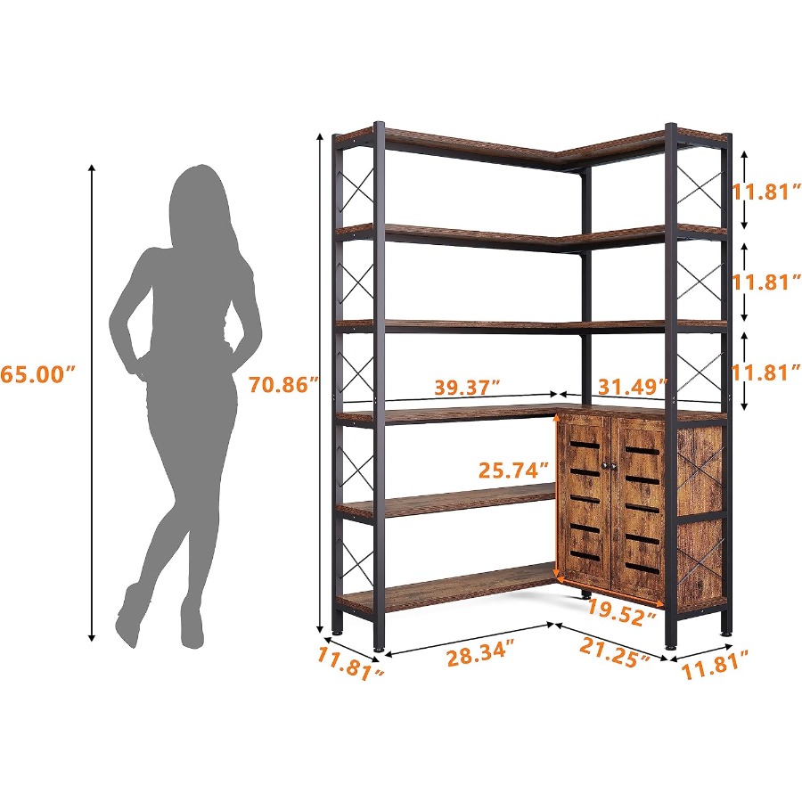 6-Shelf Corner Bookshelf for L - Storage & Organization 评论和价格