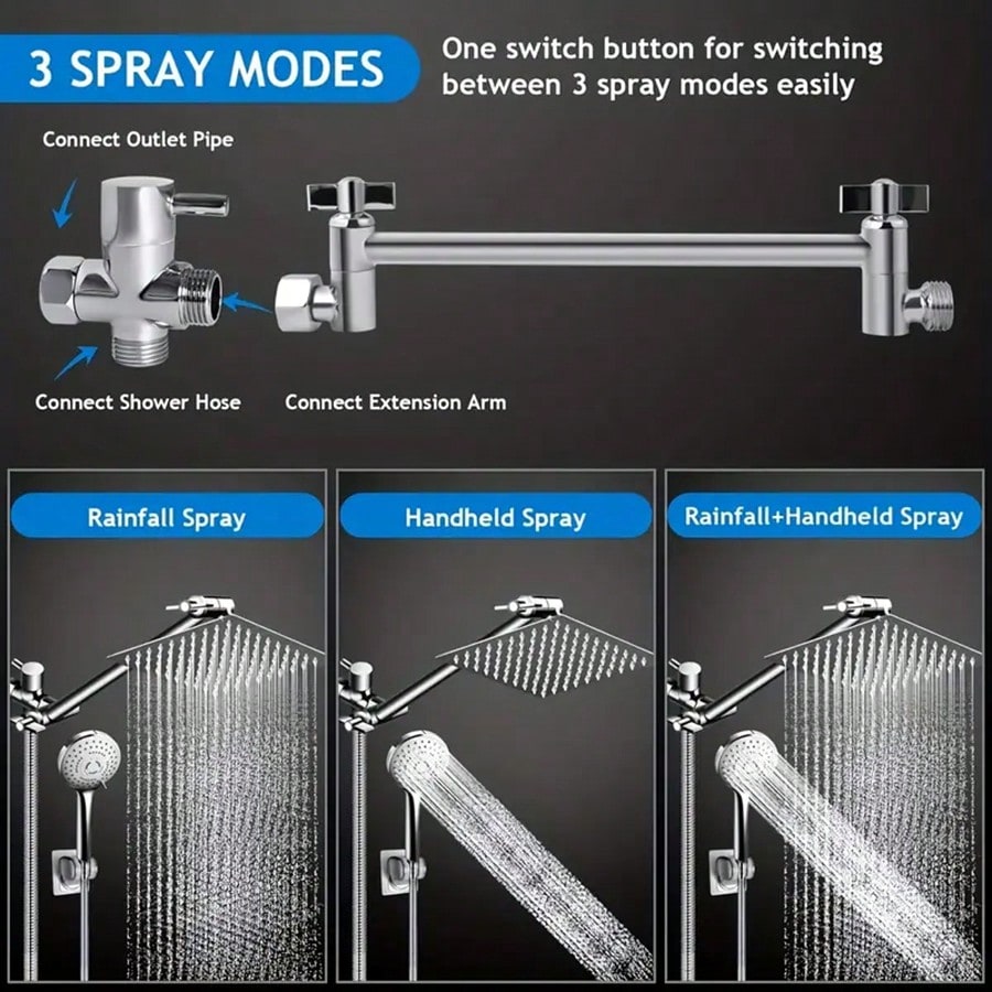High-Pressure Rainfall Shower  - High Pressure Shower Head Handheld 评论和价格