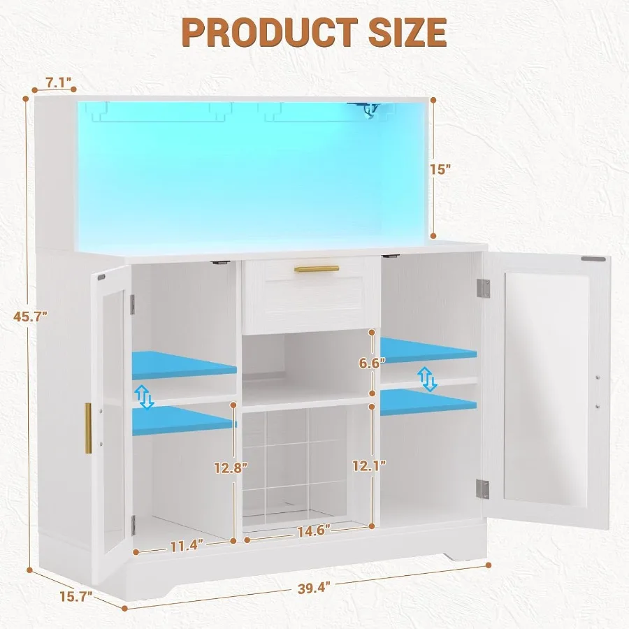 Coffee Bar Cabinet with RGB LE - Storage & Organization 评论和价格